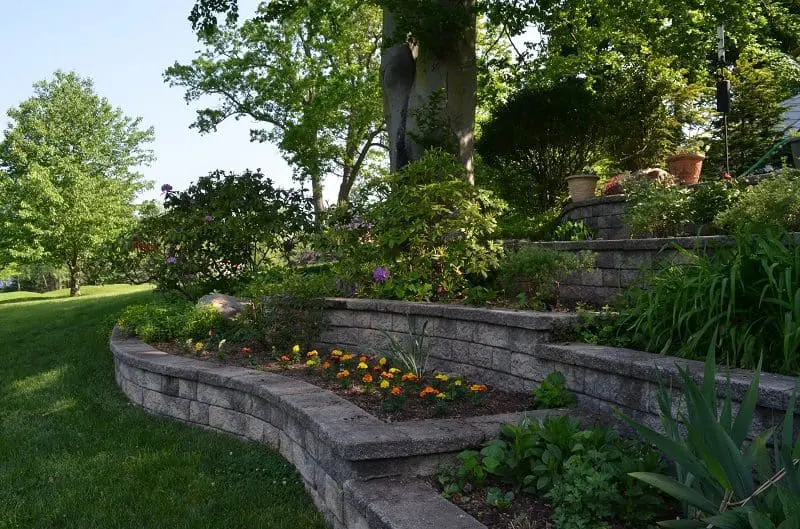 Tiered Stone Walls with Gardens